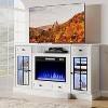 AOXUN 58" Fireplace TV Stand for TVs up to 65 Inch, Media Entertainment Center with 23" Electric Fireplace with Glass Doors, LED Lights, White - 3 of 4