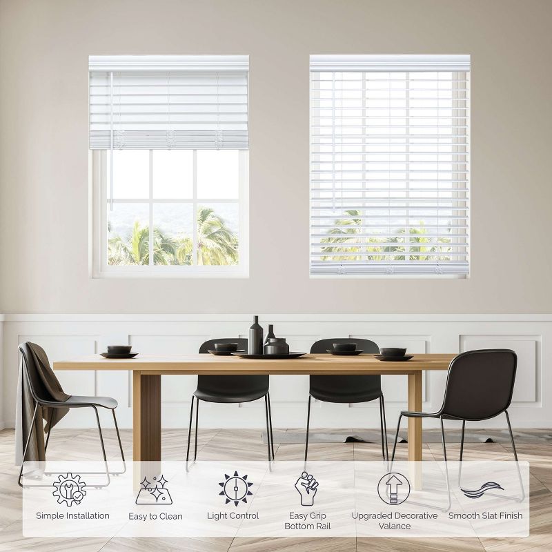 Linen Avenue Cordless Faux Wood Blind, Flush Inside Mount (No Valance Side Pieces Included, Arrives ½ Inch Narrower), 2 of 8