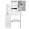 Makeup Vanity Desk With Sliding Mirror And Lights, Dimmable 3 Color Modes, Makeup Table With Multiple Drawers And Open Shelves, Cushioned Stool - 2 of 4