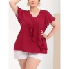 Agnes Orinda Women's Plus Size Top V Neck Flutter Sleeves Layered Chiffon Ruffle Elegant Blouses - 2 of 4