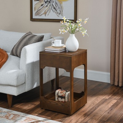 Sapphtopaz Farmhouse Coffee Table Modern Center Table with Storage Sliding Door and Solid Wood Legs Dining Table for Living Room