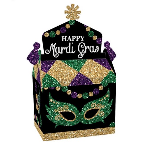Big Dot of Happiness Mardi Gras - Mini Candy Bar Wrapper Stickers -  Masquerade Party Small Favors - 40 Count