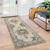 Washable Vintage Rug Non Slip Low Pile Rug Soft Throw Floor Cover Floral Foldable Indoor Carpet for Living Room Bedroom Playroom Nursery - 2 of 4