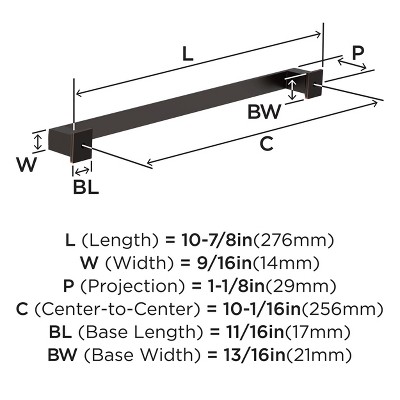 Oil-Rubbed Bronze 10-1/16 Inch Modern Cabinet Bar Pull