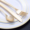 Smarty Had A Party 7.5" White with Gold Edge Rim Plastic Appetizer/Salad Plates (120 Plates) - image 3 of 4