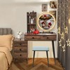 Costway Vanity Makeup Table Set 3-Color Dimmable Human Body Induction LED Light White\Brown - 3 of 4