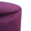 Okak Round Ottoman Bench Coffee Table Soft Upholstered Foot Rest Velvet Small Ottomans Foot Stools for Living Room, Entryway,Bedroom, Purple - 3 of 4