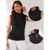 INSPIRE CHIC Women's Satin Sleeveless Mock Turtleneck Ruched Dressy Tank Tops - 2 of 4
