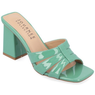 Journee Collection Womens Ellington Inset Covered Block Heel Slip On Sandals