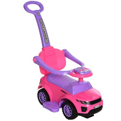 Aosom 3 In 1 Push Cars for Toddlers Kid Ride on Push Car Stroller Sliding Car with Horn Music Light Function Secure Bar Ride on Toy for Boy Girl 1-3 Years Old
