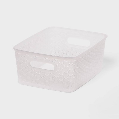 Y-Weave Small Decorative Storage Basket Translucent - Brightroom™: Portable, Stackable Plastic Bin, Clear Rectangle