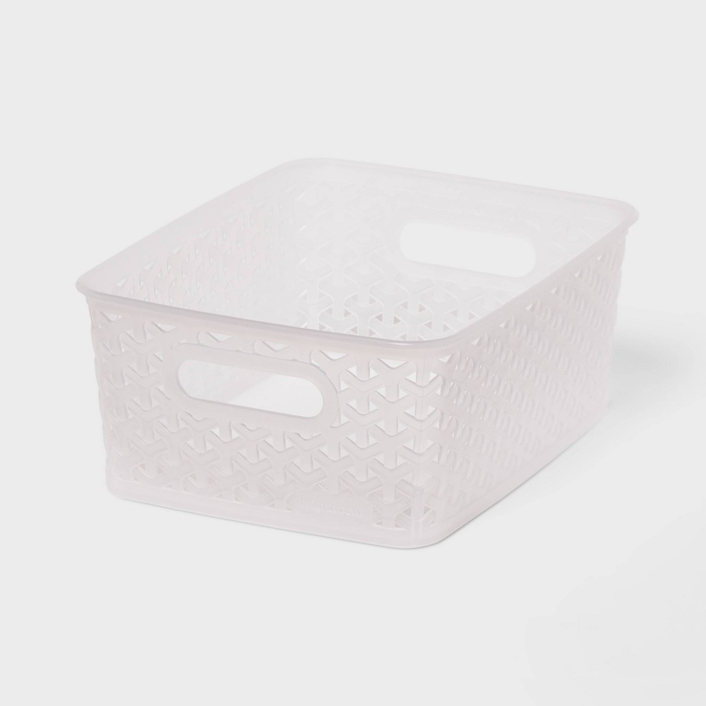 Y-Weave Small Decorative Storage Basket Translucent - Brightroom™: Portable, Stackable Plastic Bin, Clear Rectangle ( 6 pieces) 