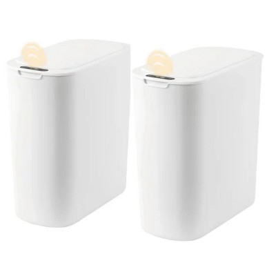 LunaLulinlk 2 Pack 3.2 Gallon Automatic Touchless Garbage Can, Small Motion Sensor Smart Trash Can, Slim Waterproof Trash Bin White