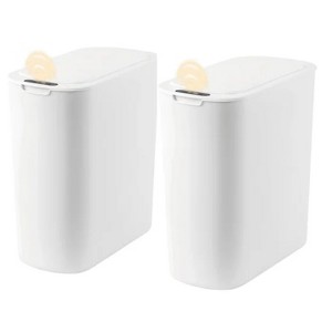 LunaLulinlk 2 Pack 3.2 Gallon Automatic Touchless Garbage Can, Small Motion Sensor Smart Trash Can, Slim Waterproof Trash Bin White - 1 of 4