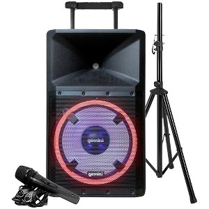 Gemini GSP-L2200PK Active 15" LED Portable Bluetooth Speaker With Stand and Mic - 1 of 4