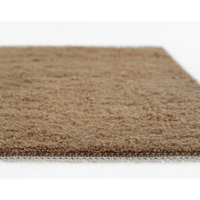 Natural Brown Handwoven Wool Shag Area Rug, 5' x 8'