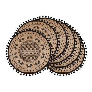 REGALWOVEN Round Farmhouse Placemats Set of 6 Placemats for Dining Table Decor Indoor Outdoor Washable Kitchen Table Mat Wipe Clean - 1 of 4