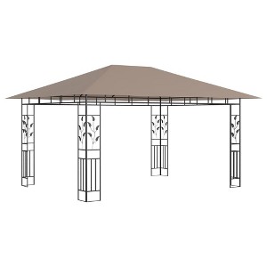 vidaXL Garden Gazebo with Mosquito Net 13.1’x9.8’x9’ - Durable Steel Construction, Fabric Sunroof, Easy Installation, Taupe - 1 of 4