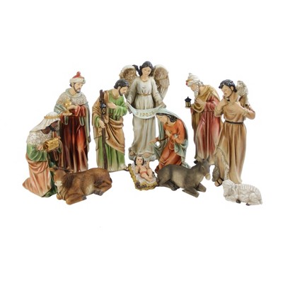 Vibrantly Colored Traditional Christmas Nativity Figurine Set 15.5"