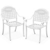 Costway 2pcs Patio Cast Aluminum Armrest Chairs Dining Stackable Outdoor Bronze/White - 2 of 4