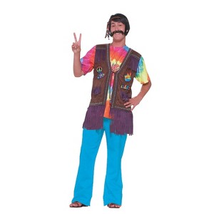 Forum Mens 60's Hippie Peace Vest Costume - One Size Fits Most - Brown - 1 of 1