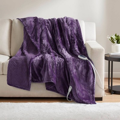 Oversized Purple Sherpa Electric Heated Blanket, 60" x 70"