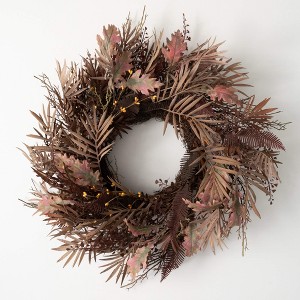 27"H Sullivans Fall Fern Wreath For Front Door, Brown - 1 of 3