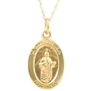 Pompeii3 14k Yellow Gold Gold St. Jude Thaddeus Medal Pendant .5" Tall 1.5 Gram - 1 of 3