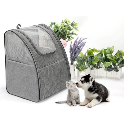 MPM Pet Backpack, Foldable Cat Backpack Carrier Mesh Ventilation Breathable for Small Cats Puppies Dogs Bunny for travel (grey)