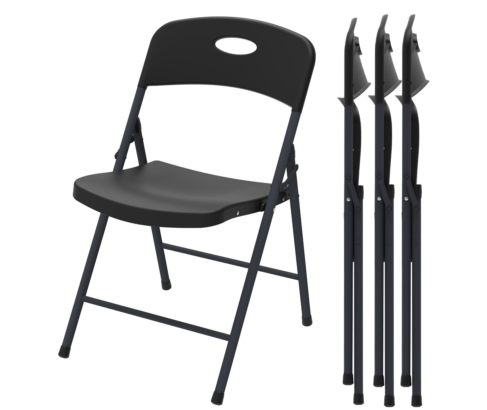 YARDGRACE Folding Chair 4 Pack, Outdoor Plastic Sturdy Metal Folding Chairs For Outside Indoor, Portable 350 Lbs
