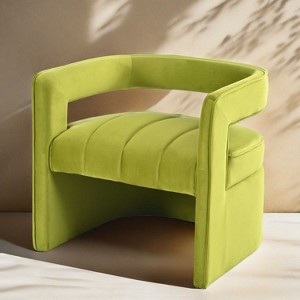 CAVINAS Velvet Accent Chair with Curved Backrest,Fully Upholstered Living Room Chairs,Reading Chairs for Living Room - 1 of 4