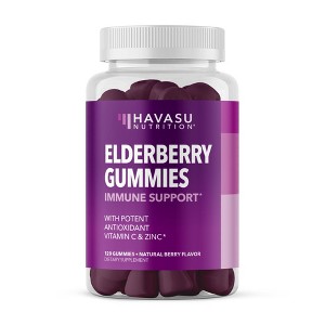 Elderberry Gummies for Adults, Immune System Supplement, Elderberry Flavor, Havasu Nutrition, 120ct - 1 of 3