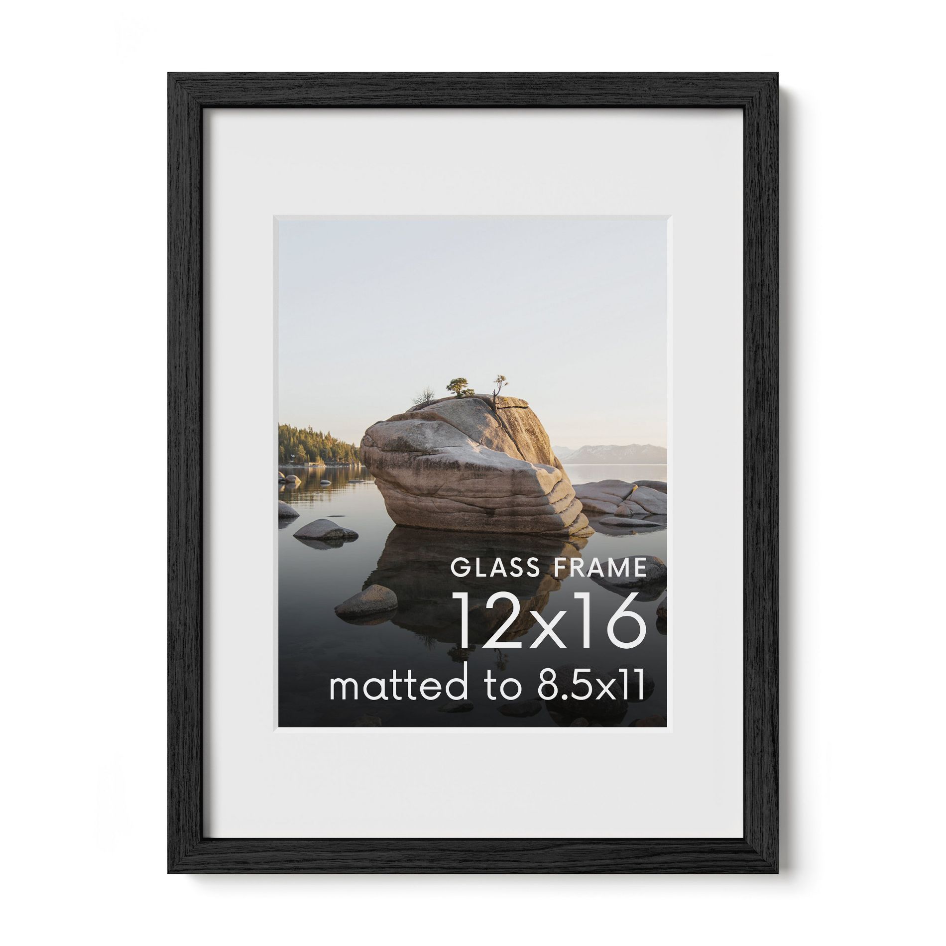 Haus and Hues Oak Picture Frame with Glass, Black, 12x16