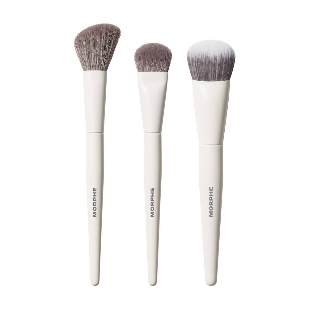 Morphe Bronze & Sculpt Brush Trio - 3pc: Synthetic Blend Bristles, Multipurpose, Blending Face Brushes