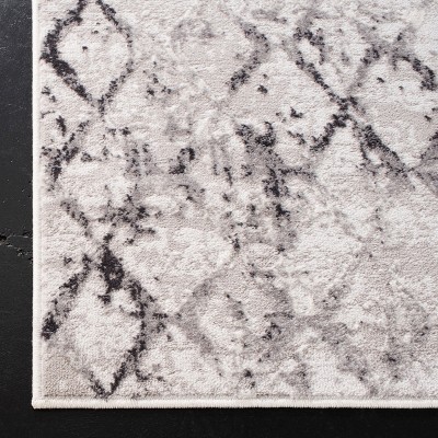 Reversible Abstract Gray Synthetic 26x18 Area Rug