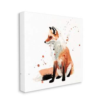Stupell Industries Sitting Fox Watercolor Animal Orange Painting