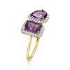 Ross-Simons 1.20 ct. t.w. Amethyst Toi Et Moi Ring With .21 ct. t.w. Diamonds in 14kt Yellow Gold - 3 of 4
