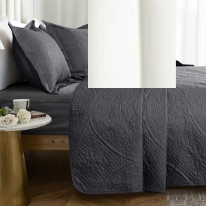 3 Piece Quilt Set Coverlet With Shams Floral Pattern Bedspread Set Bedding Set for All Seasons - Cotton Passion - 1 of 4