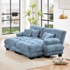 TiramisuBest Chenille Sleeper Sofa, 2-Seater with 2 Ottomans, Lumbar & Throw Pillows, Upholstered Wide Arm Sofa for Living Room, White - 3 of 4