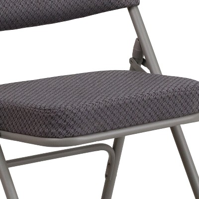 Ultra-Padded Gray Fabric Metal Folding Chair Set