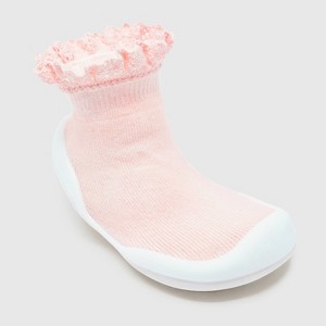 Komuello Toddler Girl First Walk Sock Shoes - Lace Trim - 1 of 4