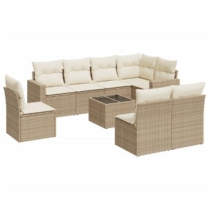 vidaXL Garden Sofa Set Beige Poly Rattan Large Modular Garden Sofa Set - 1 of 4