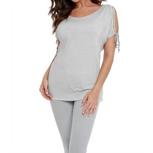 Women's Beaded Cold Shoulder Top - ANGEL - 1 of 4