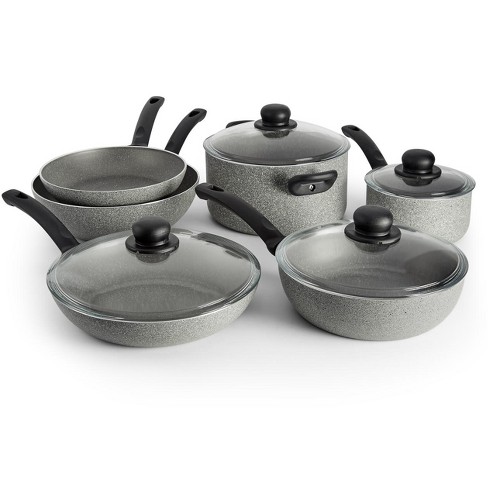 Sicilia 10 Pc Aluminum Nonstick Cookware Set - Raspberry