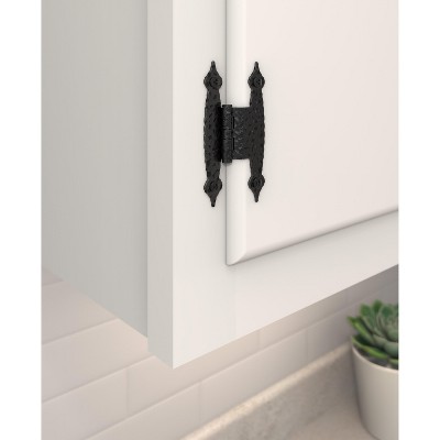 Colonial Black Hammered Surface Mount Cabinet Hinge, 3/8 Inch Offset