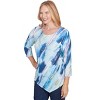 Alfred Dunner Womens Diagonal Brushstroke Top With Necklace - 3 of 4