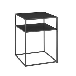 Braxton End Table Matte Black - Crosley: Industrial Modern Accent, Open Shelf Storage, Square Shape - 1 of 4