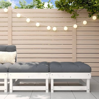 VidaXL Patio Footstools with Cushions 2pcs White Solid Wood Pine