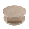 Munora - 40 Inch Round Coffee Table - 2-Tier Traditional Design with Wheels - Mid Century Rustic Oak Finish - 3 of 4