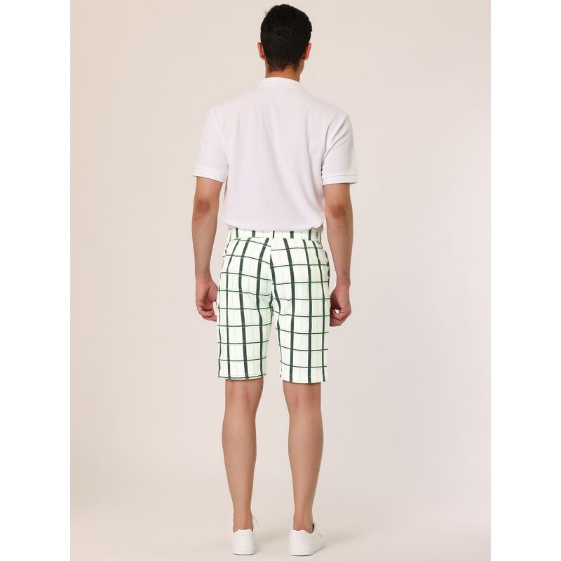 Lars Amadeus Men's Plaid Checked Pattern Regular Fit Flat Front Dress Shorts, 5 of 7